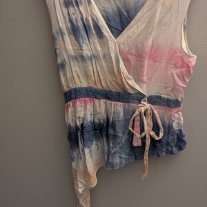 EUC Versona Tie Dye Asymmetrical Blouse